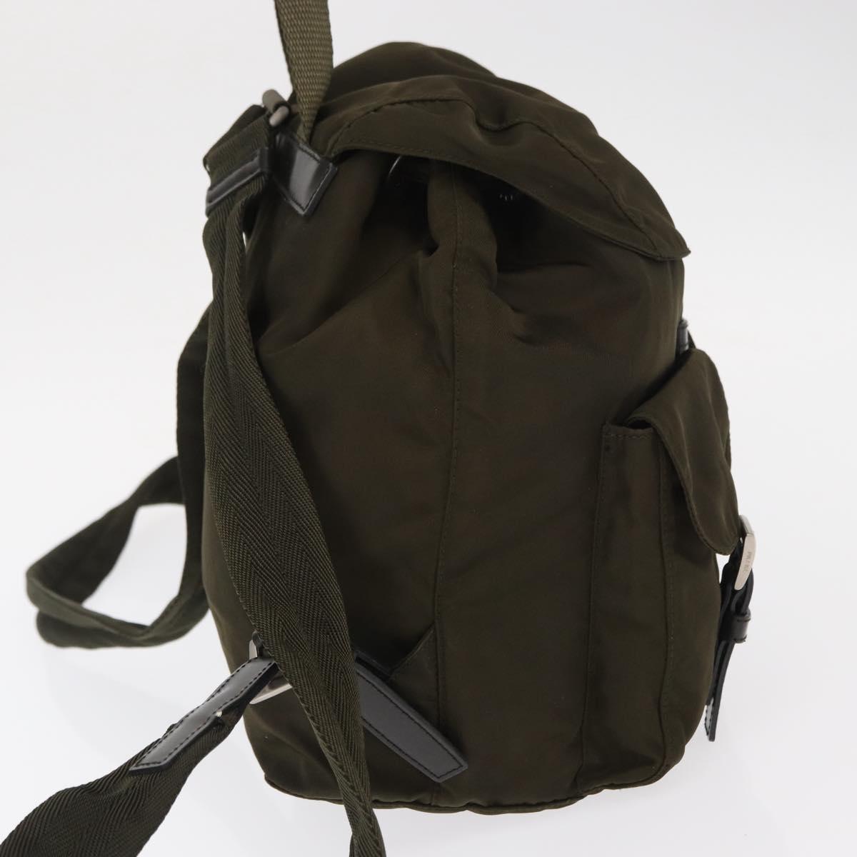 PRADA Backpack Nylon Khaki Silver Auth 159721