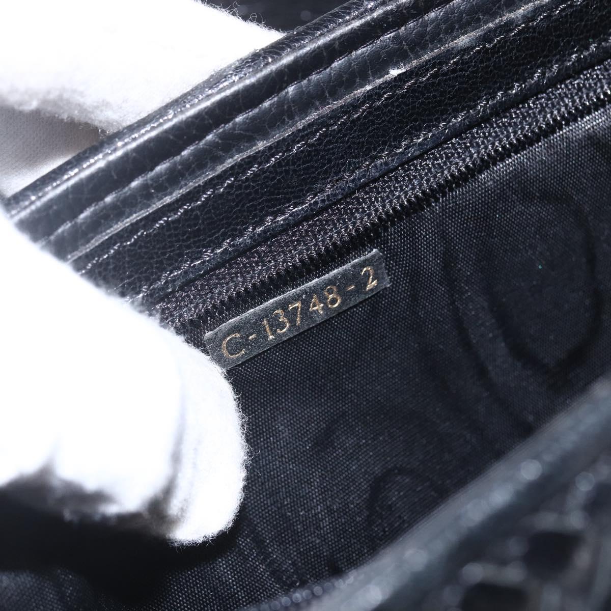 FENDI Hand Bag Leather Black Gold Auth 159731
