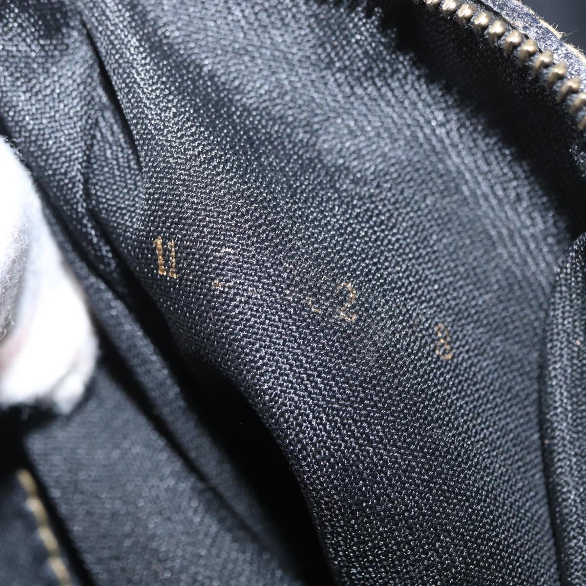 FENDI Pecan Canvas Hand Bag Black Brown Auth 159733