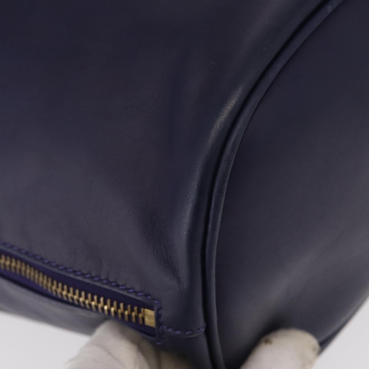 CELINE Circle Shoulder Bag Leather Navy Gold Auth 159739
