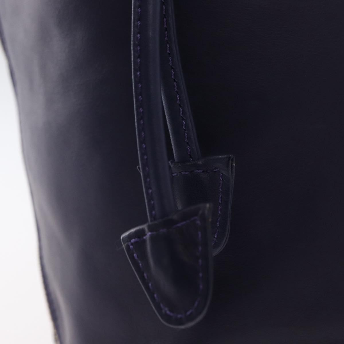 CELINE Circle Shoulder Bag Leather Navy Gold Auth 159739