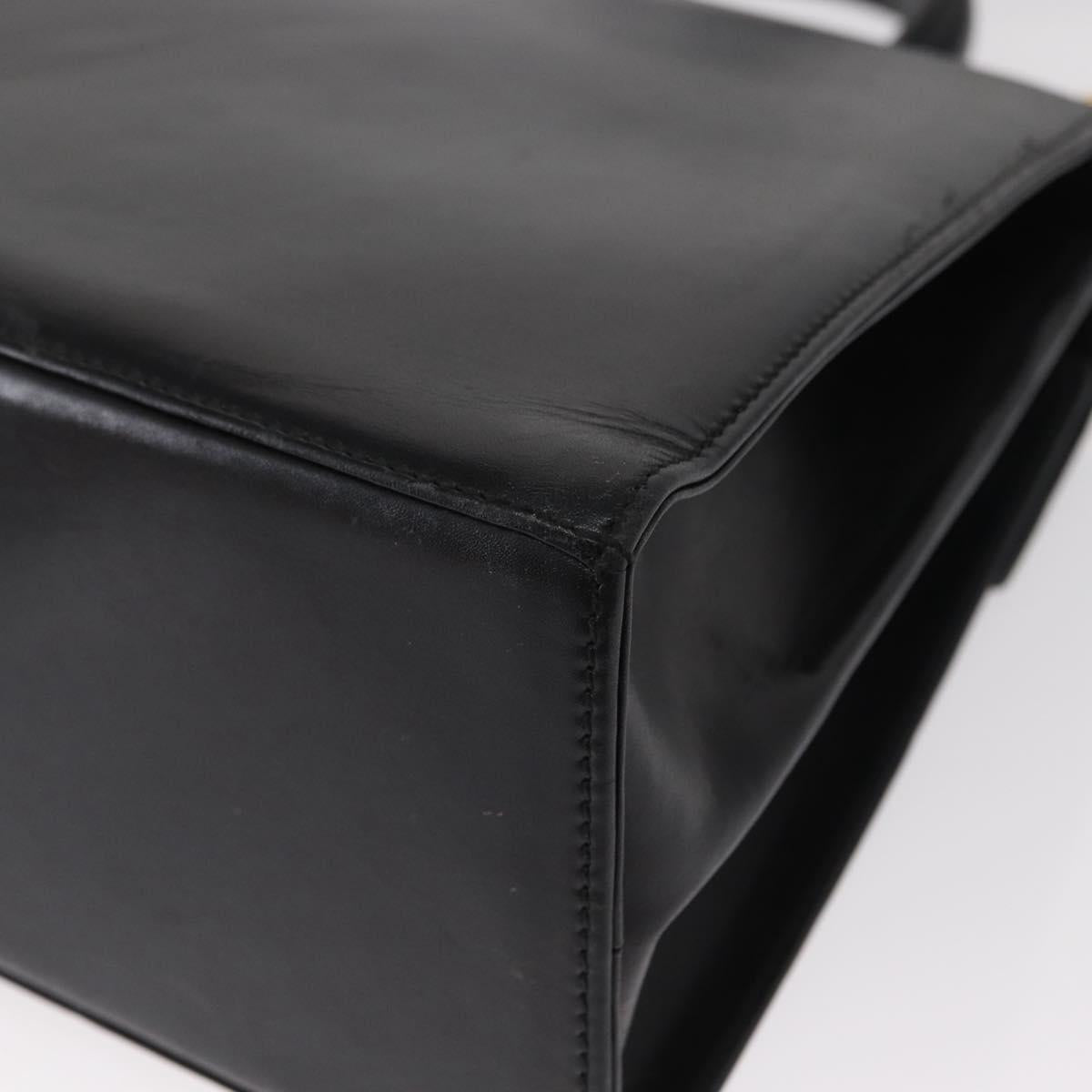 Salvatore Ferragamo Gancini Hand Bag Leather 2way Black Gold Auth 159742