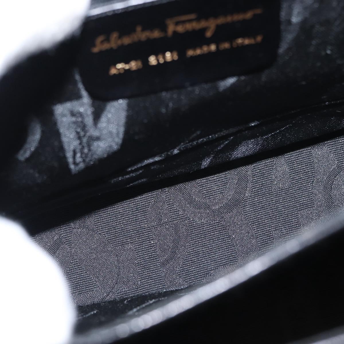 Salvatore Ferragamo Gancini Hand Bag Leather 2way Black Gold Auth 159742