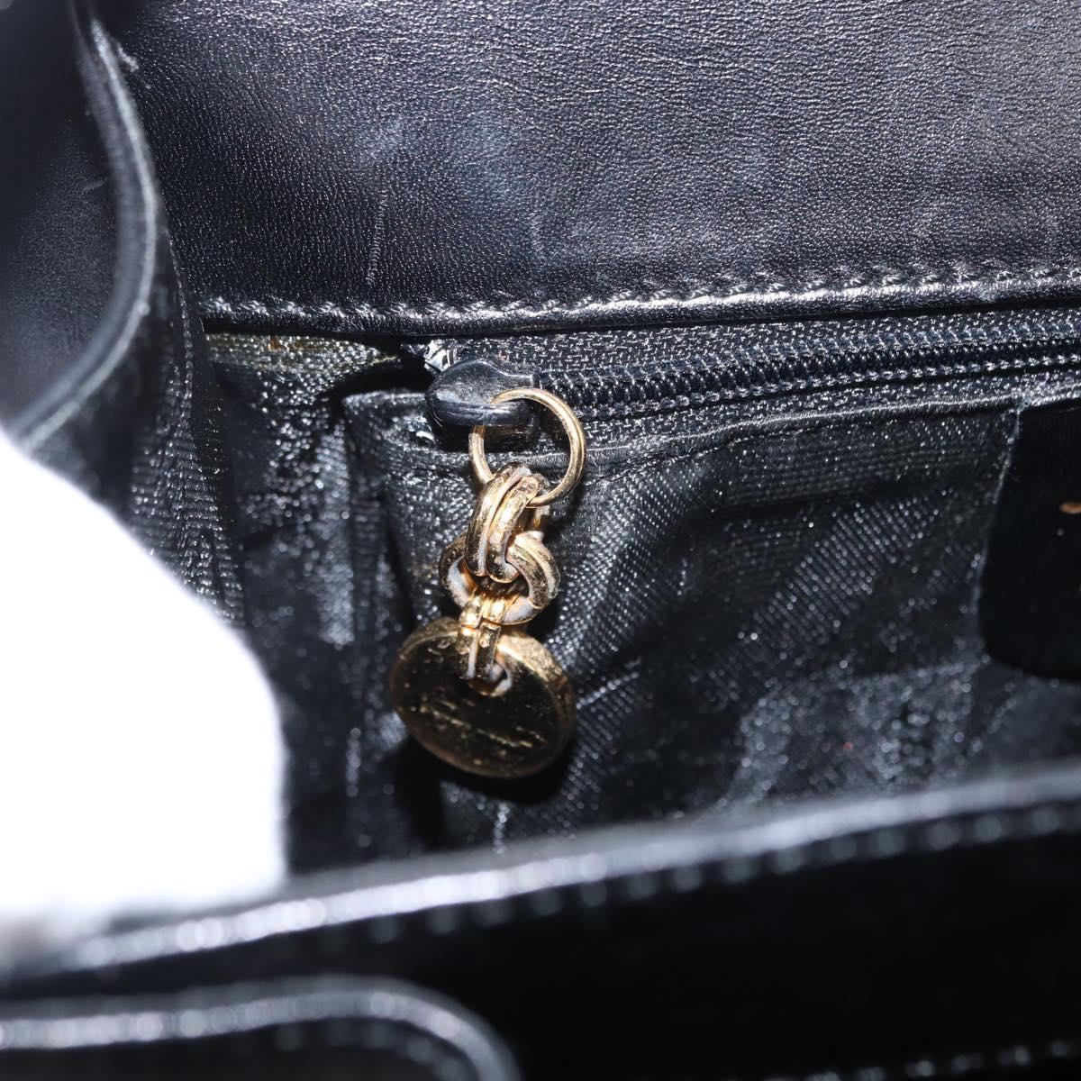 Salvatore Ferragamo Gancini Hand Bag Leather 2way Black Gold Auth 159742