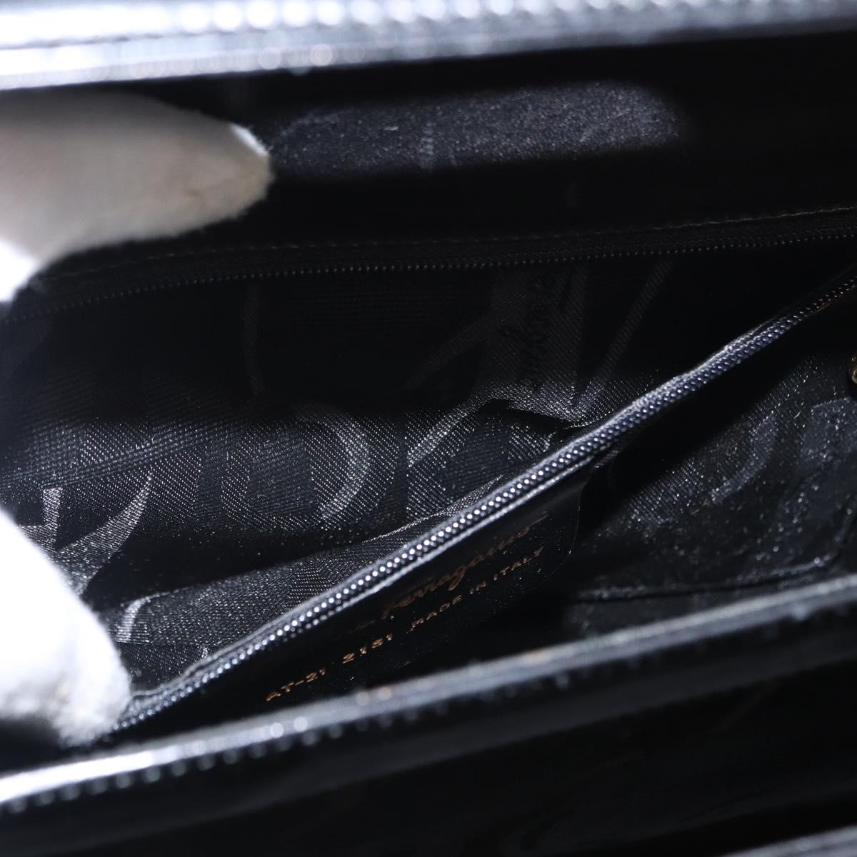 Salvatore Ferragamo Gancini Hand Bag Leather 2way Black Gold Auth 159742