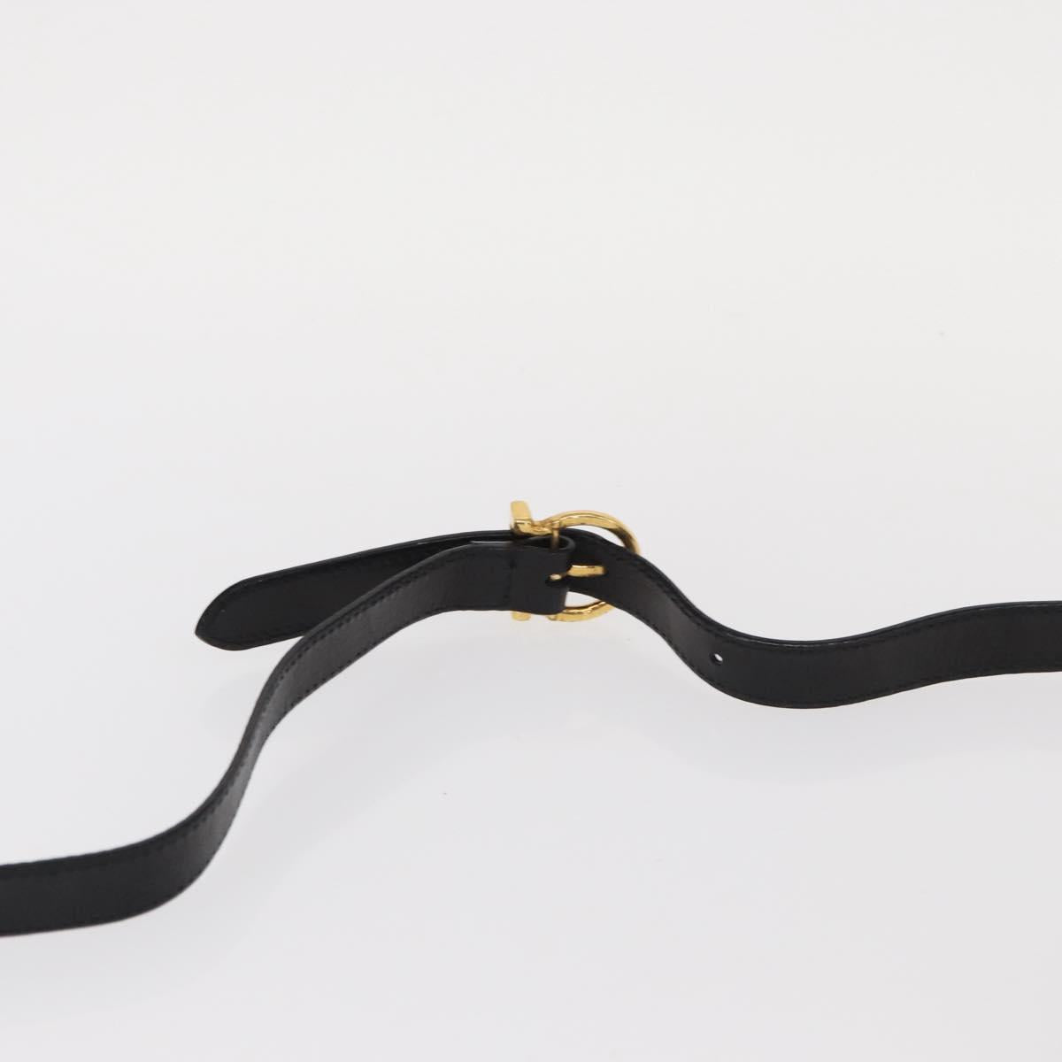 Salvatore Ferragamo Gancini Hand Bag Leather 2way Black Gold Auth 159742