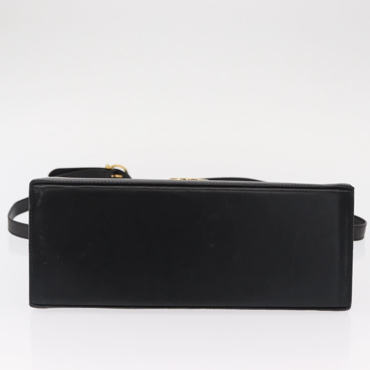 Salvatore Ferragamo Gancini Hand Bag Leather 2way Black Gold Auth 159742A