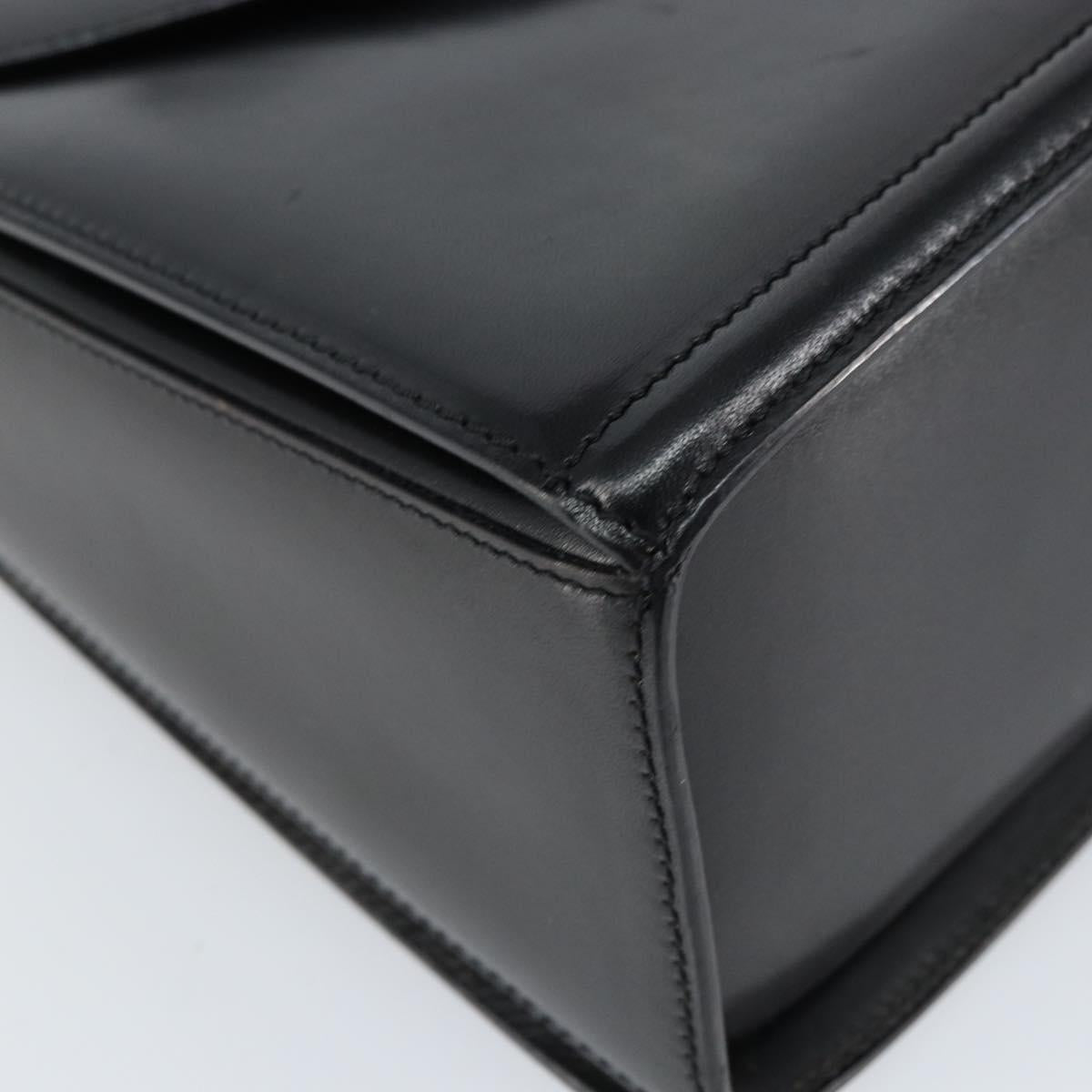 BALLY Hand Bag Leather 2way Black Gold Auth 159743