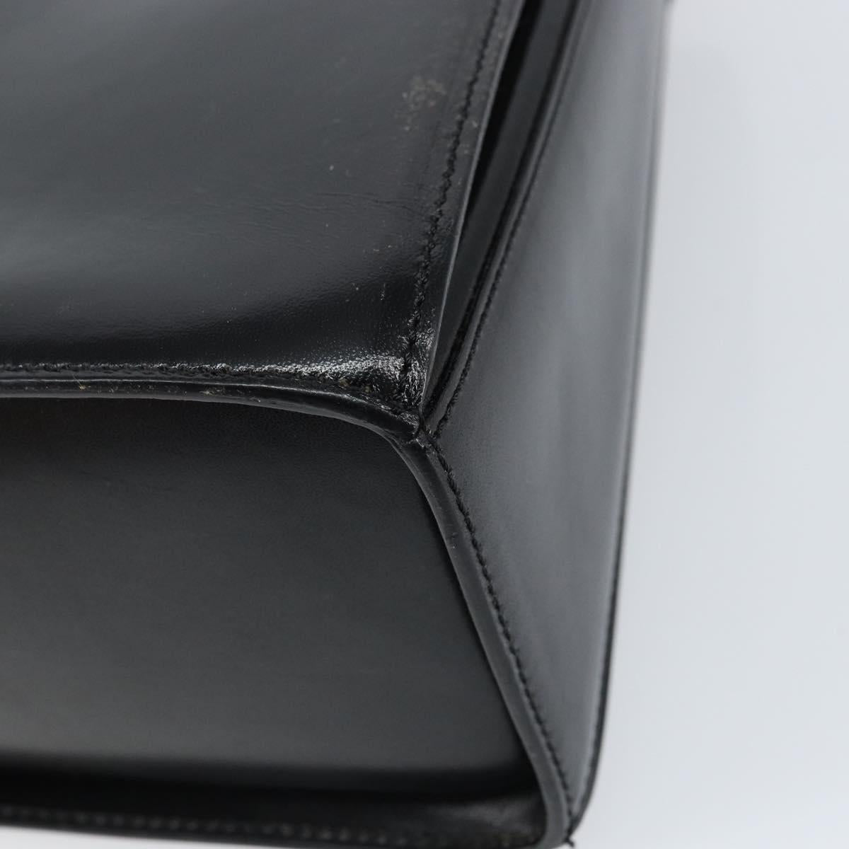 BALLY Hand Bag Leather 2way Black Gold Auth 159743