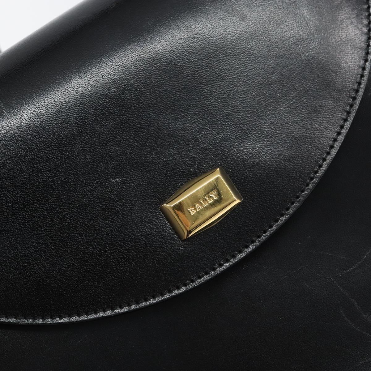 BALLY Hand Bag Leather 2way Black Gold Auth 159743