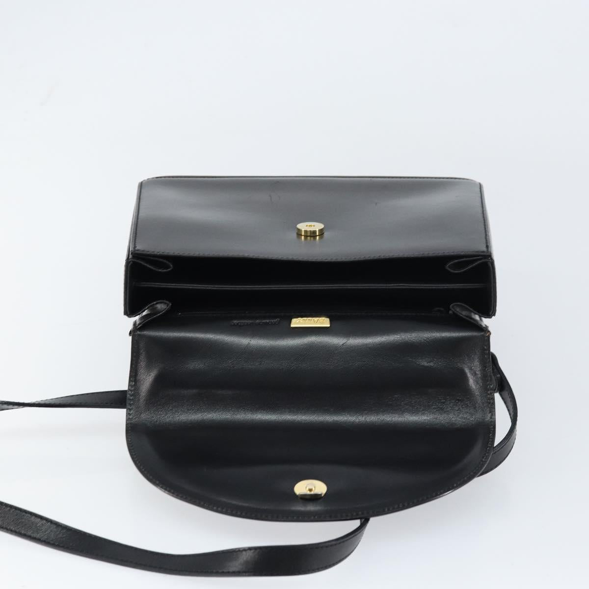 BALLY Hand Bag Leather 2way Black Gold Auth 159743