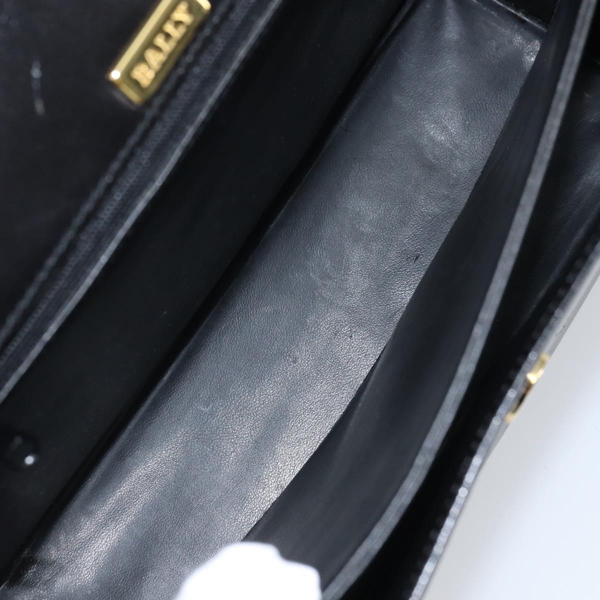BALLY Hand Bag Leather 2way Black Gold Auth 159743