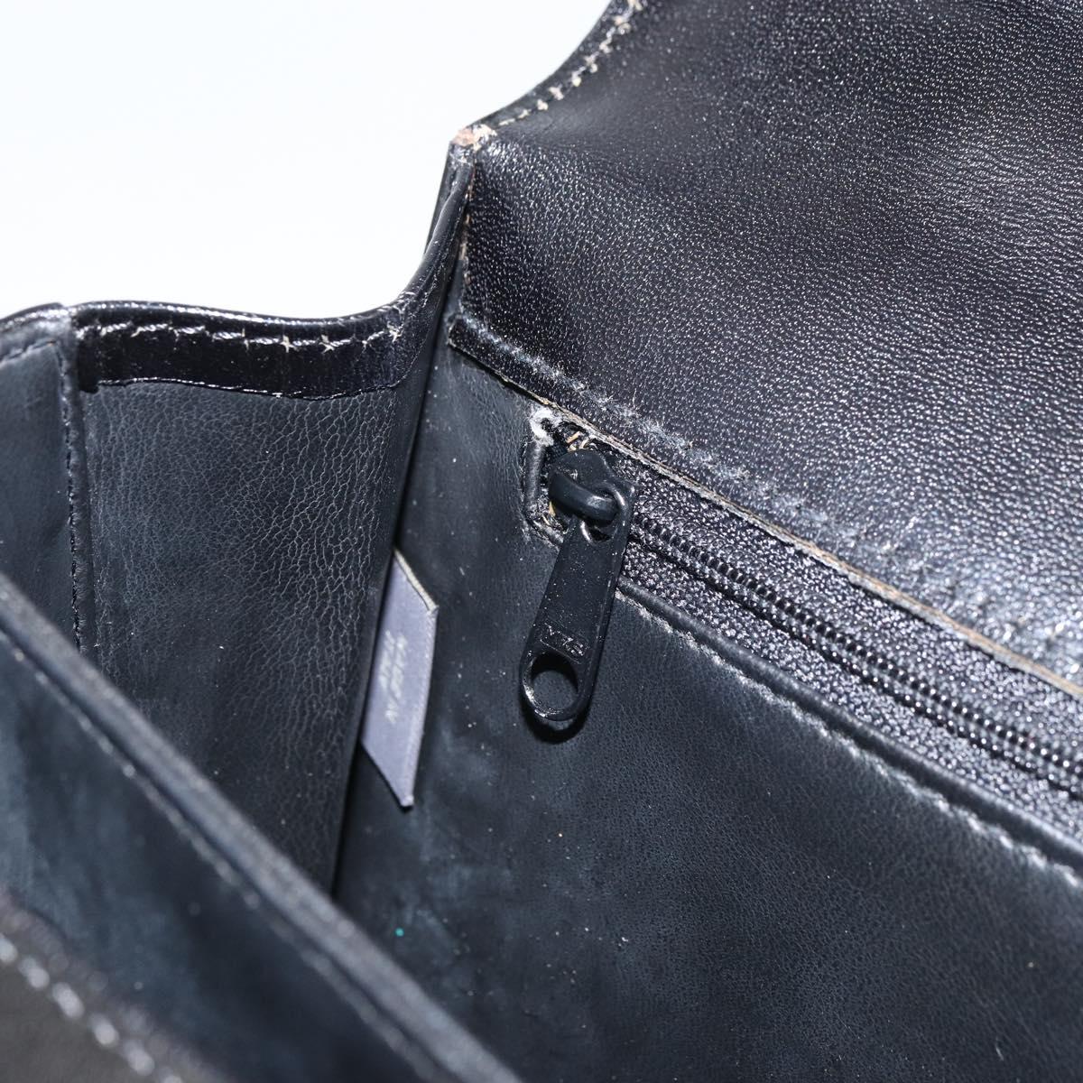 BALLY Hand Bag Leather 2way Black Gold Auth 159743