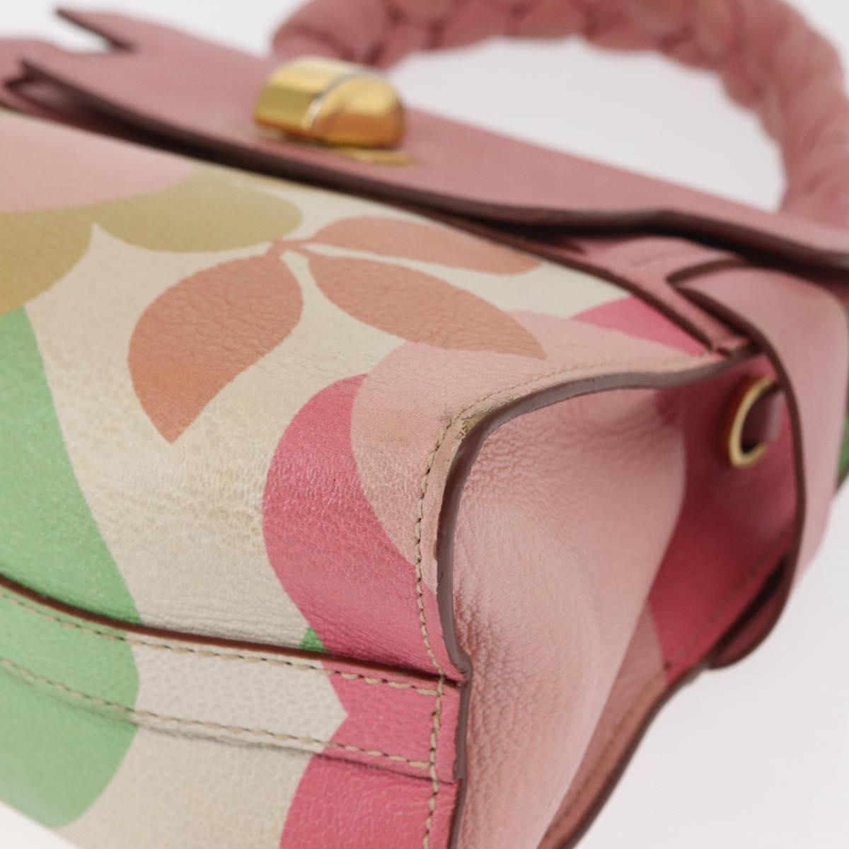 Miu Miu Hand Bag Leather Pink Gold Auth 159745