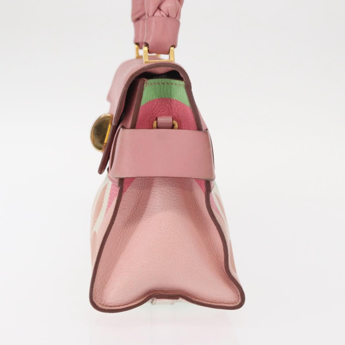 Miu Miu Hand Bag Leather Pink Gold Auth 159745