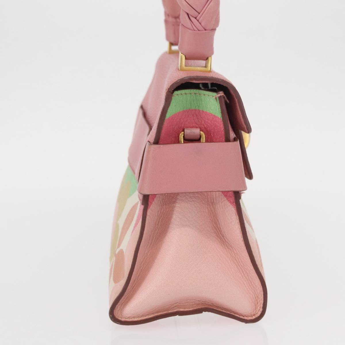 Miu Miu Hand Bag Leather Pink Gold Auth 159745