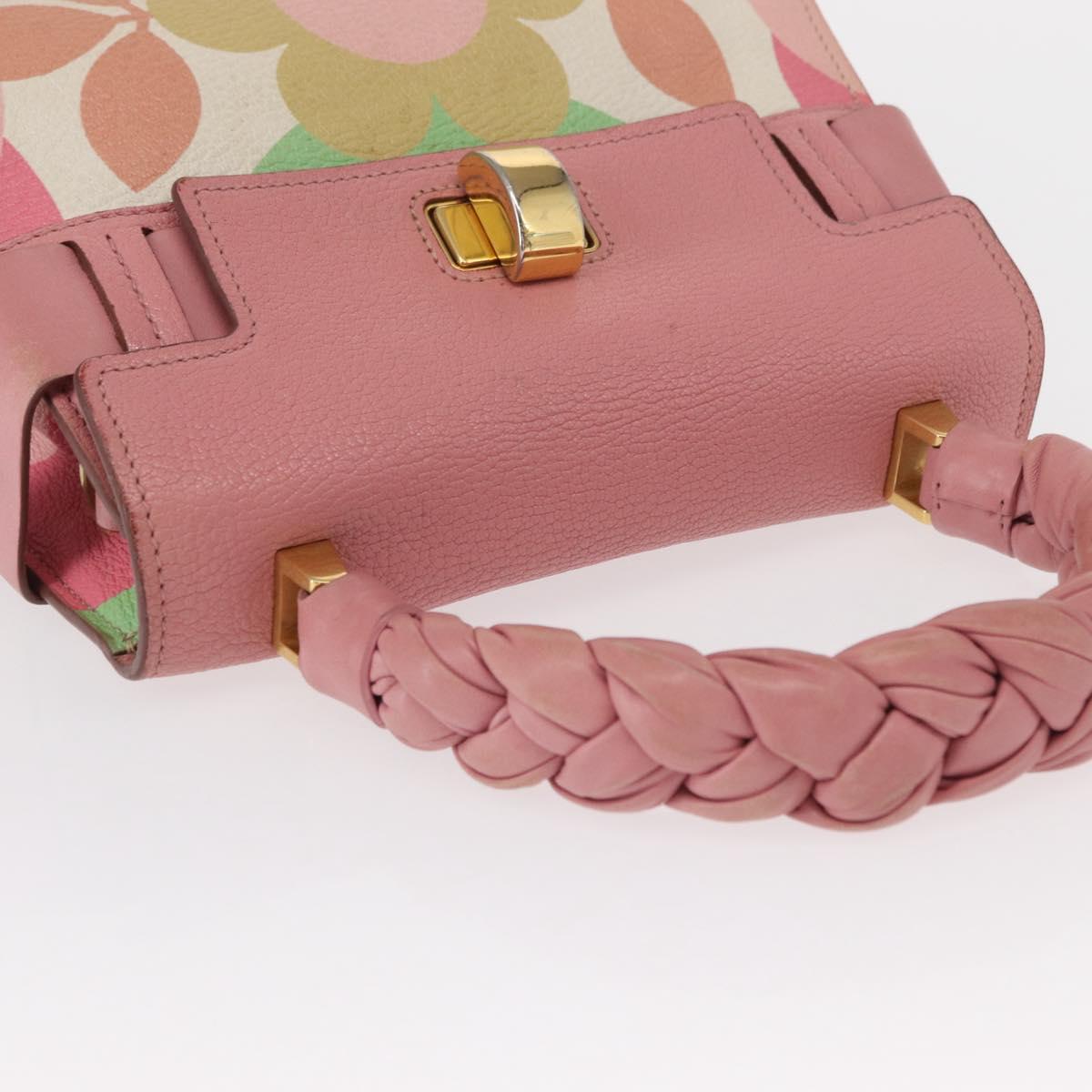 Miu Miu Hand Bag Leather Pink Gold Auth 159745