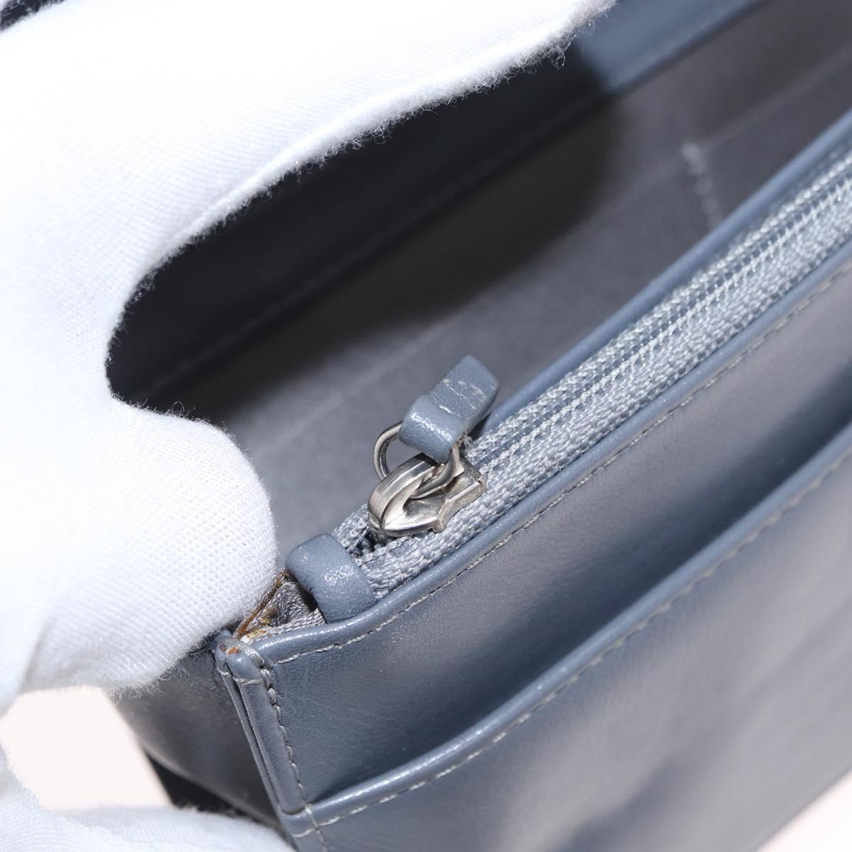 CHANEL Camellia COCO Mark Chain Wallet Patent leather Gray Silver CC Auth 159748