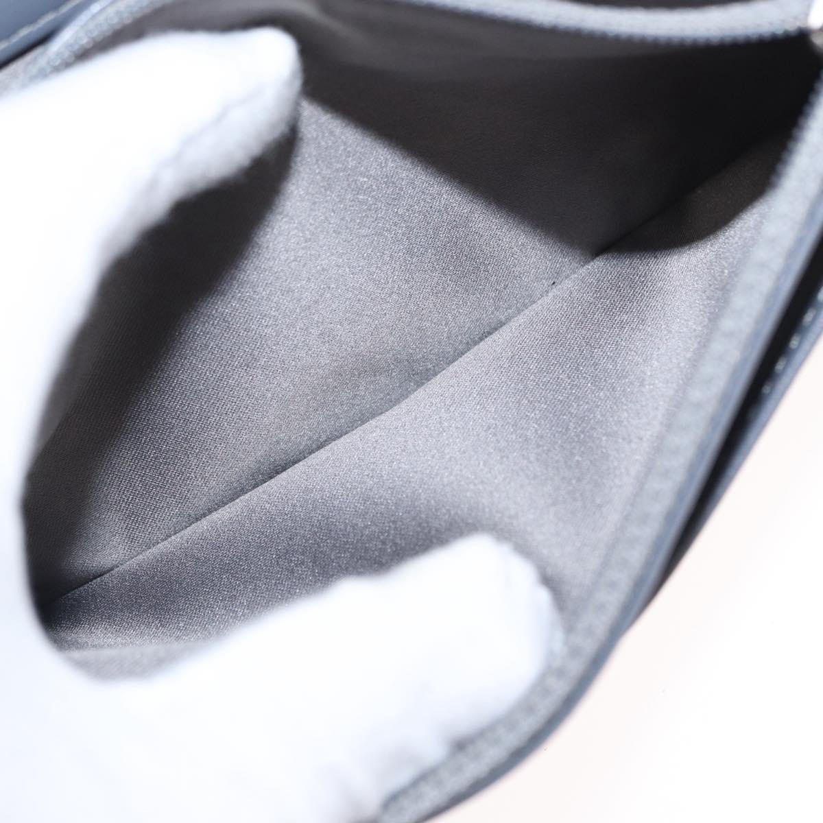 CHANEL Camellia COCO Mark Chain Wallet Patent leather Gray Silver CC Auth 159748