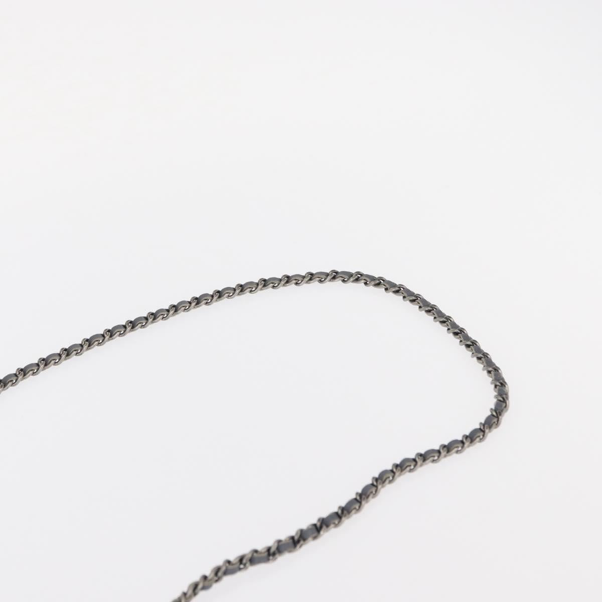 CHANEL Camellia COCO Mark Chain Wallet Patent leather Gray Silver CC Auth 159748