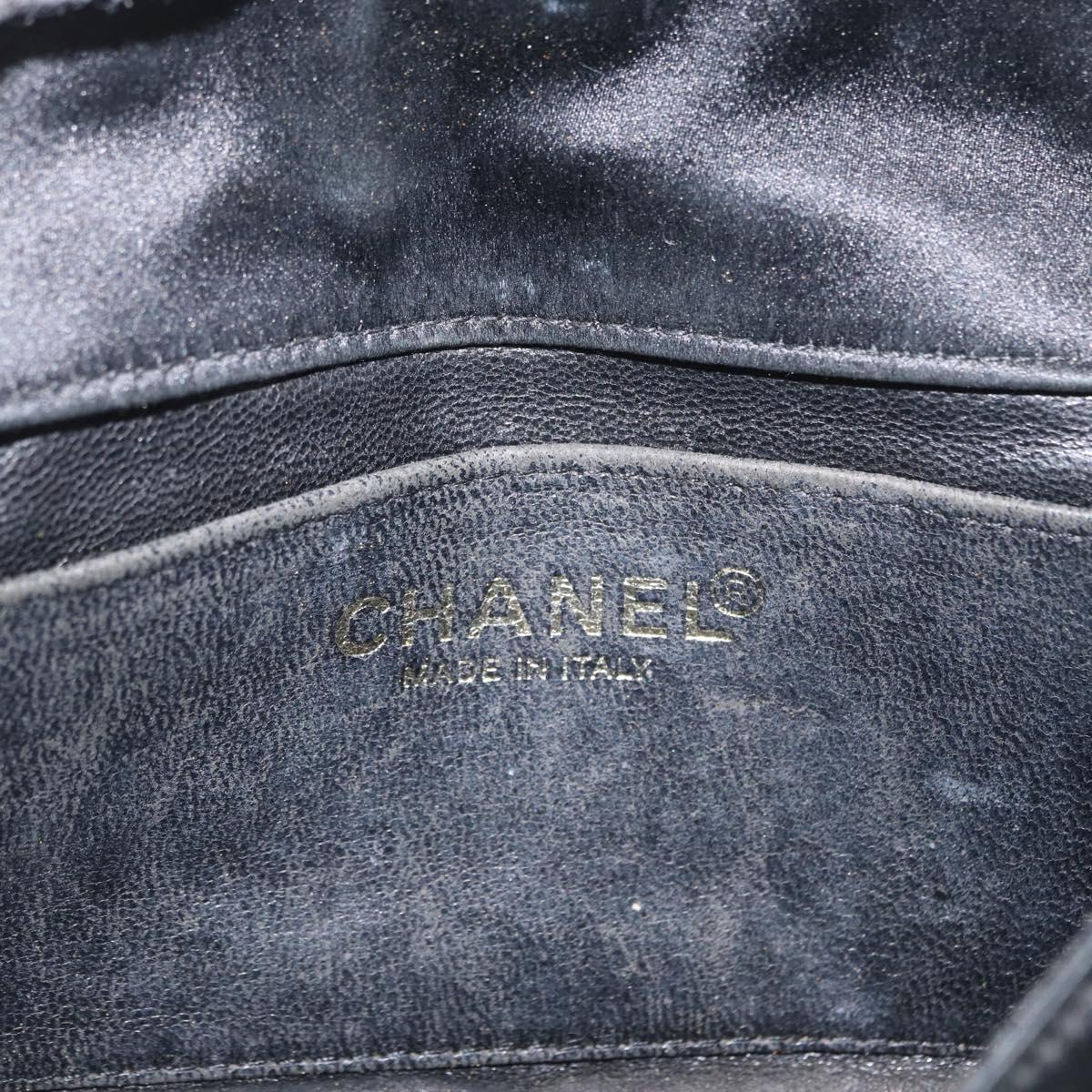 CHANEL Matelasse Chain Shoulder Bag Satin Black Gold CC Auth 159749