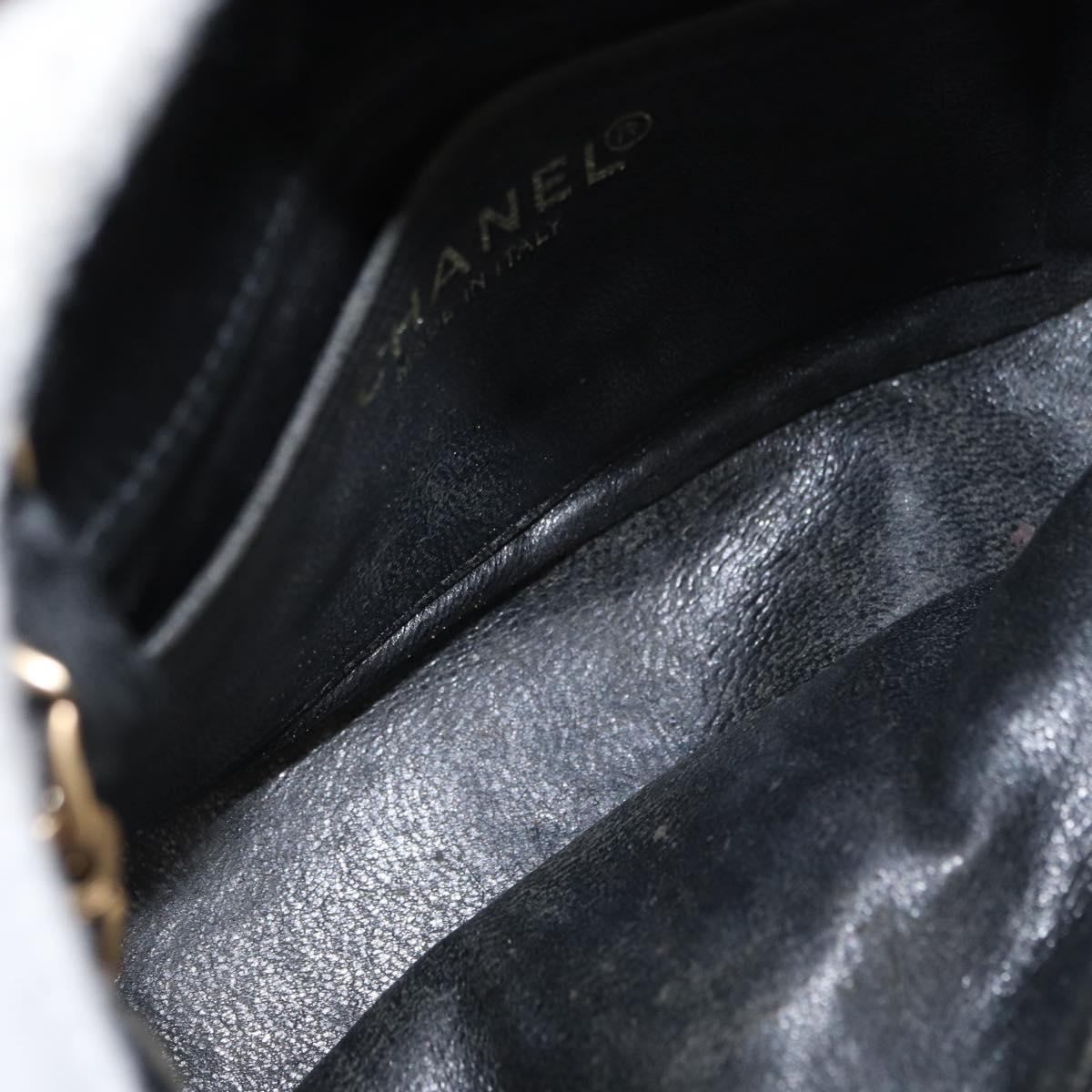 CHANEL Matelasse Chain Shoulder Bag Satin Black Gold CC Auth 159749