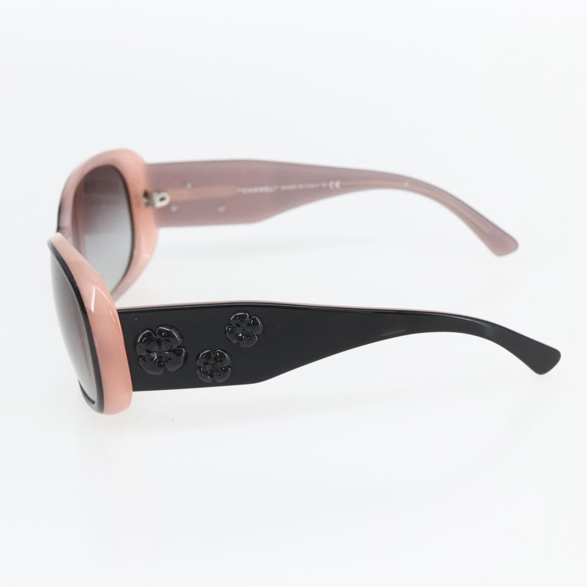 CHANEL Camelia Sunglasses plastic Black Pink CC Auth 159754