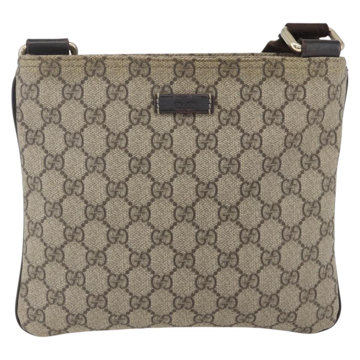GUCCI GG Supreme Shoulder Bag PVC Beige Gold 201538 Auth 159774