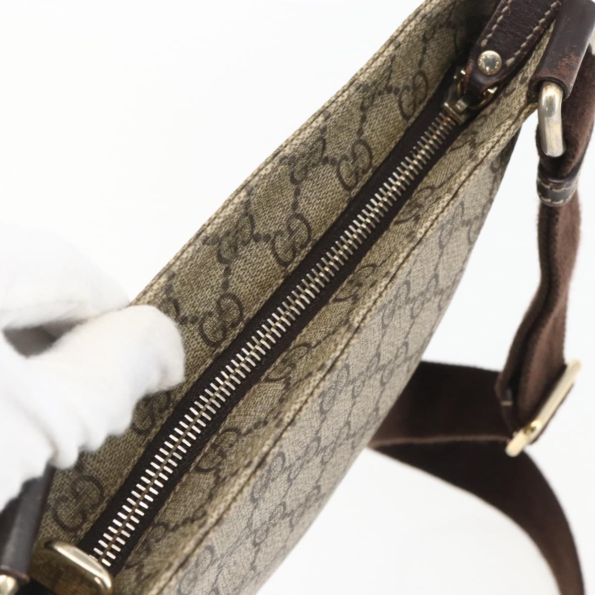 GUCCI GG Supreme Shoulder Bag PVC Beige Gold 201538 Auth 159774