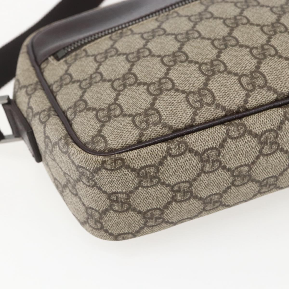 GUCCI GG Supreme Shoulder Bag PVC Beige Silver 114291 Auth 159775