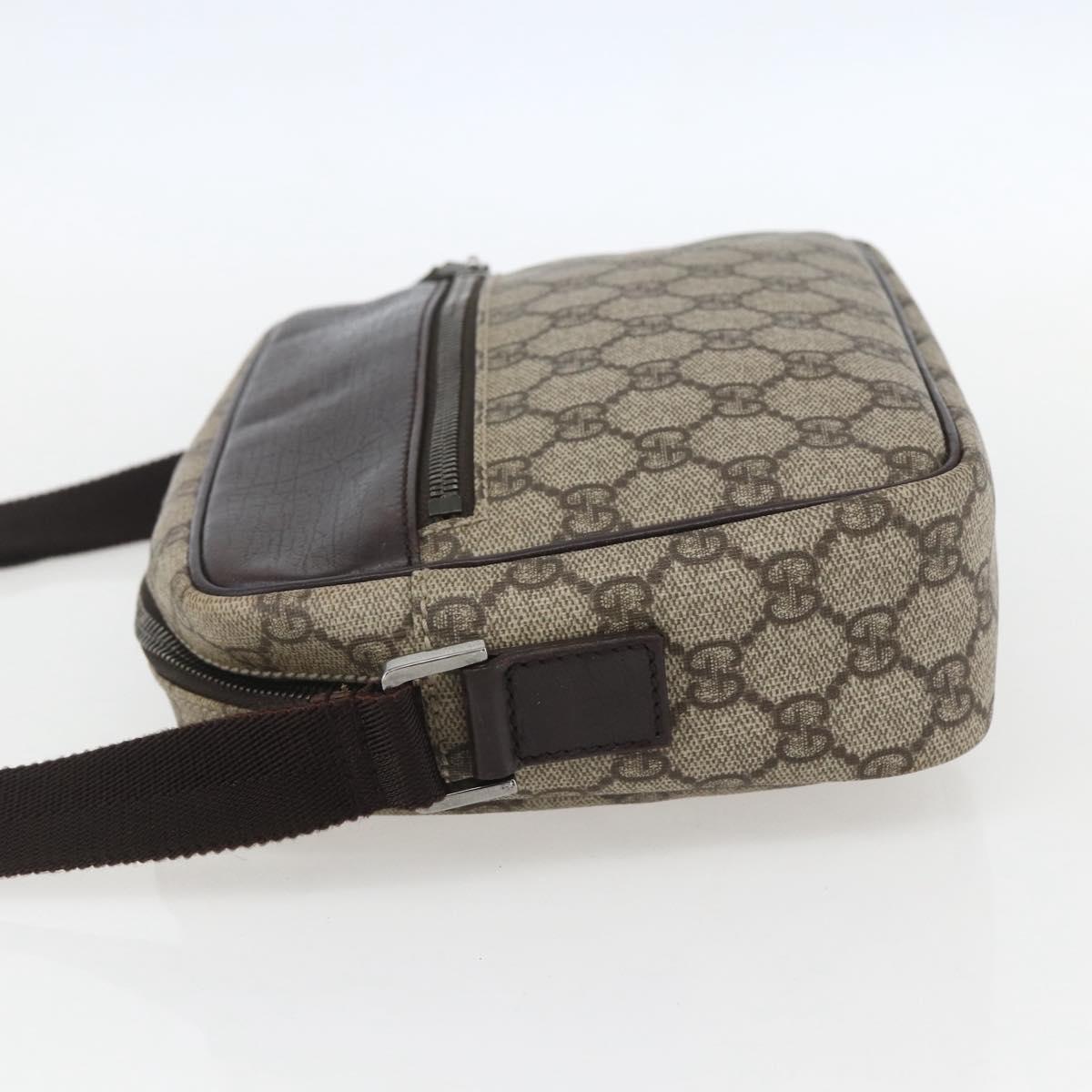 GUCCI GG Supreme Shoulder Bag PVC Beige Silver 114291 Auth 159775