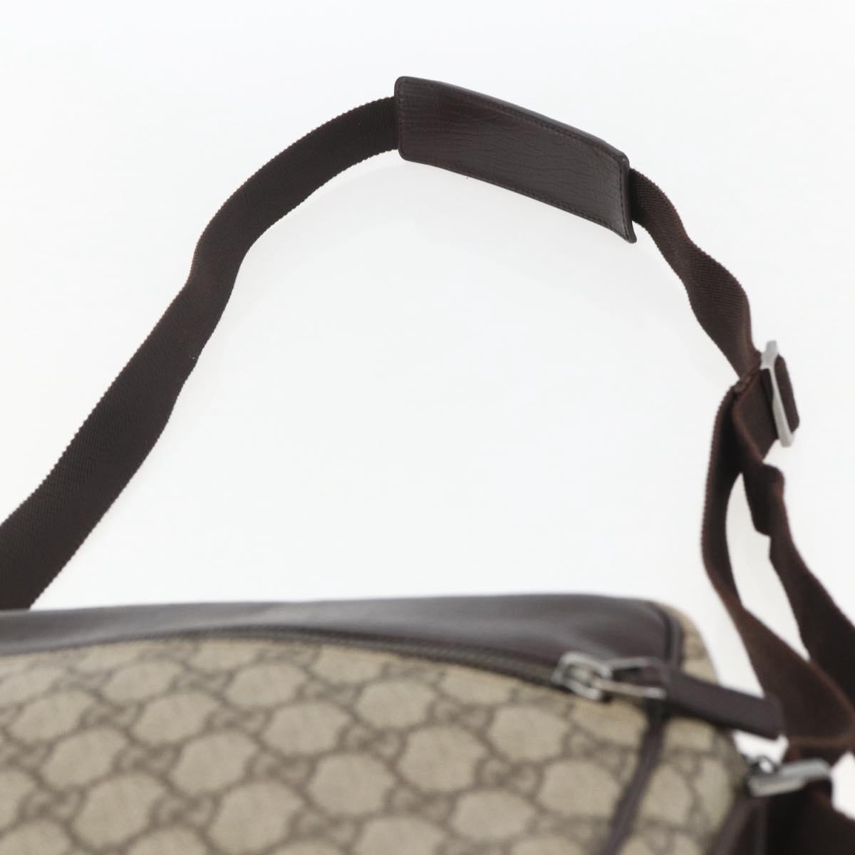 GUCCI GG Supreme Shoulder Bag PVC Beige Silver 114291 Auth 159775