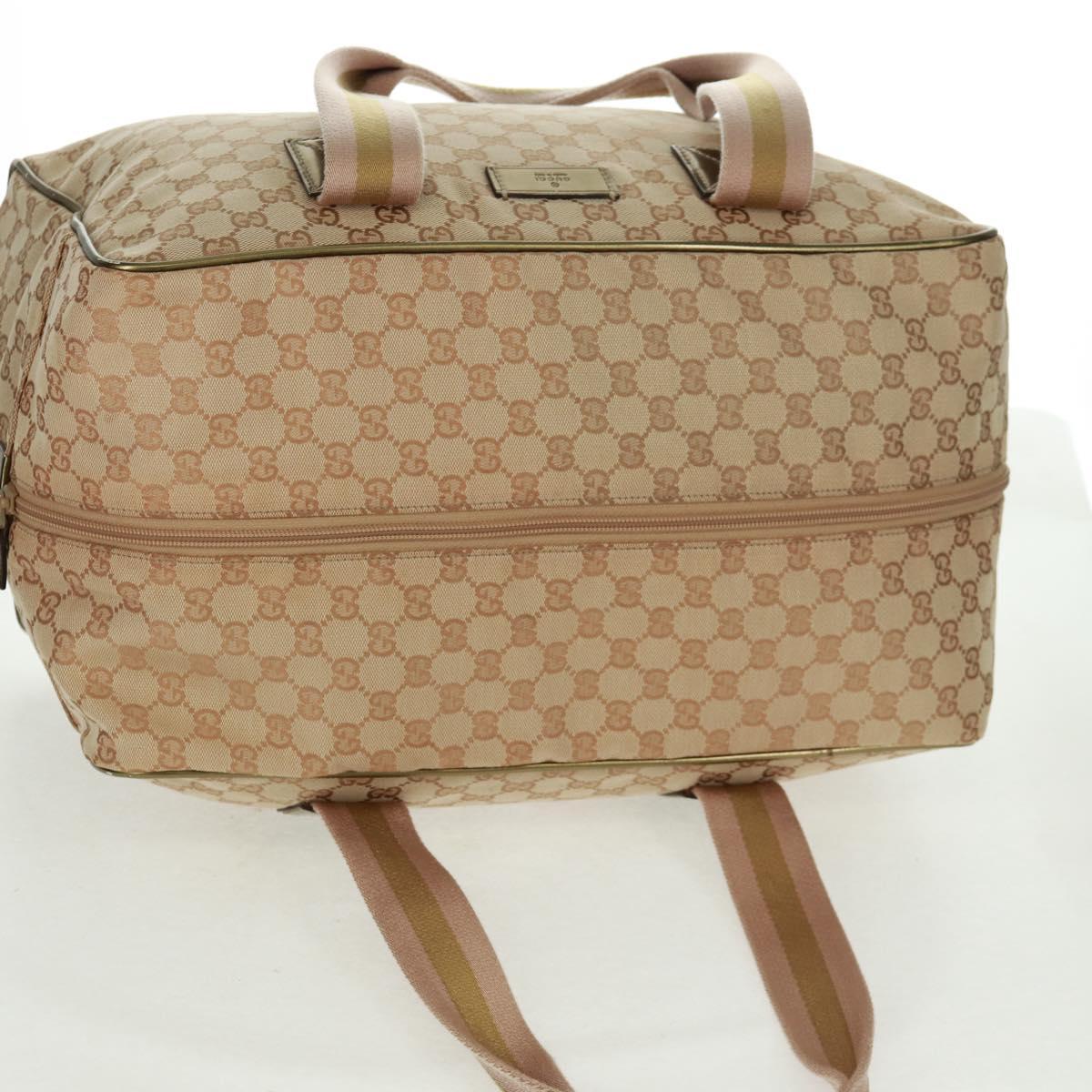 GUCCI GG Canvas Sherry Line Boston Bag Beige Gold pink 153240 Auth 159776