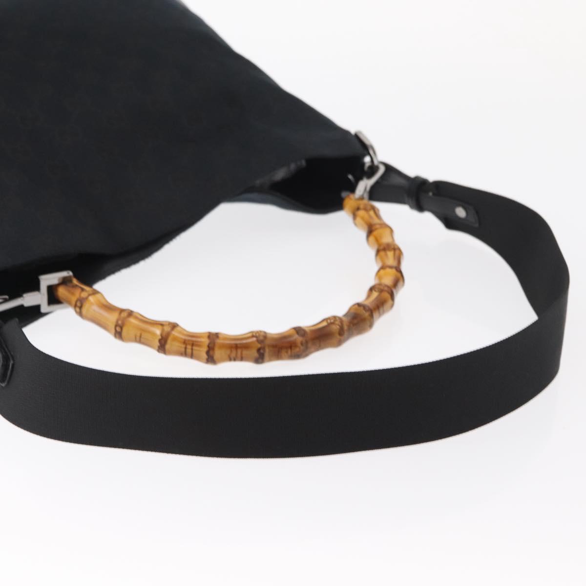 GUCCI Bamboo GG Canvas Hand Bag 2way Black Silver 001 4095 Auth 159780