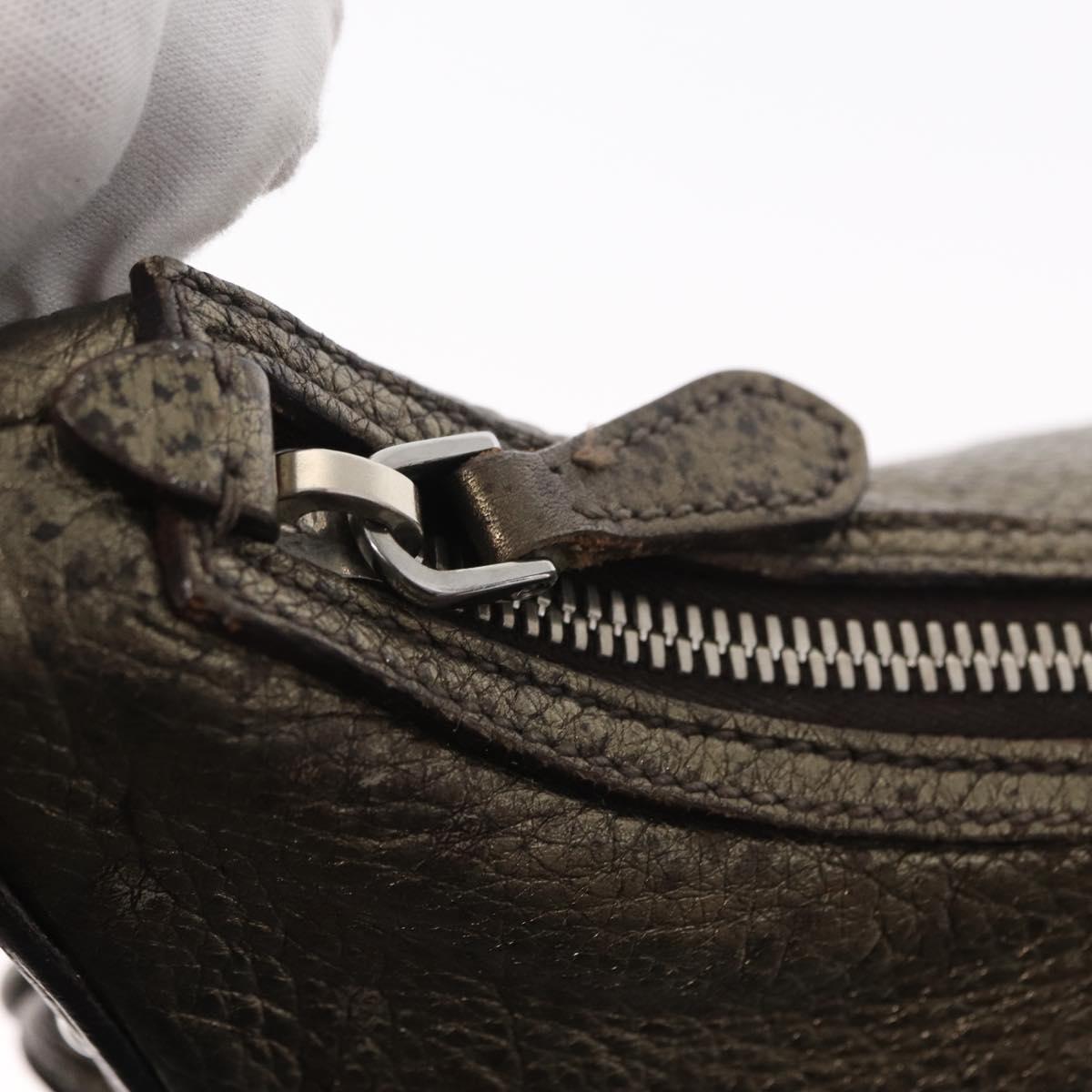 PRADA Shoulder Bag Leather Bronze Silver Auth 159784