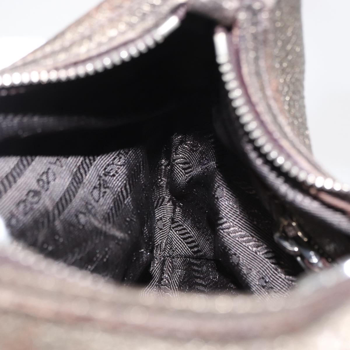 PRADA Shoulder Bag Leather Bronze Silver Auth 159784