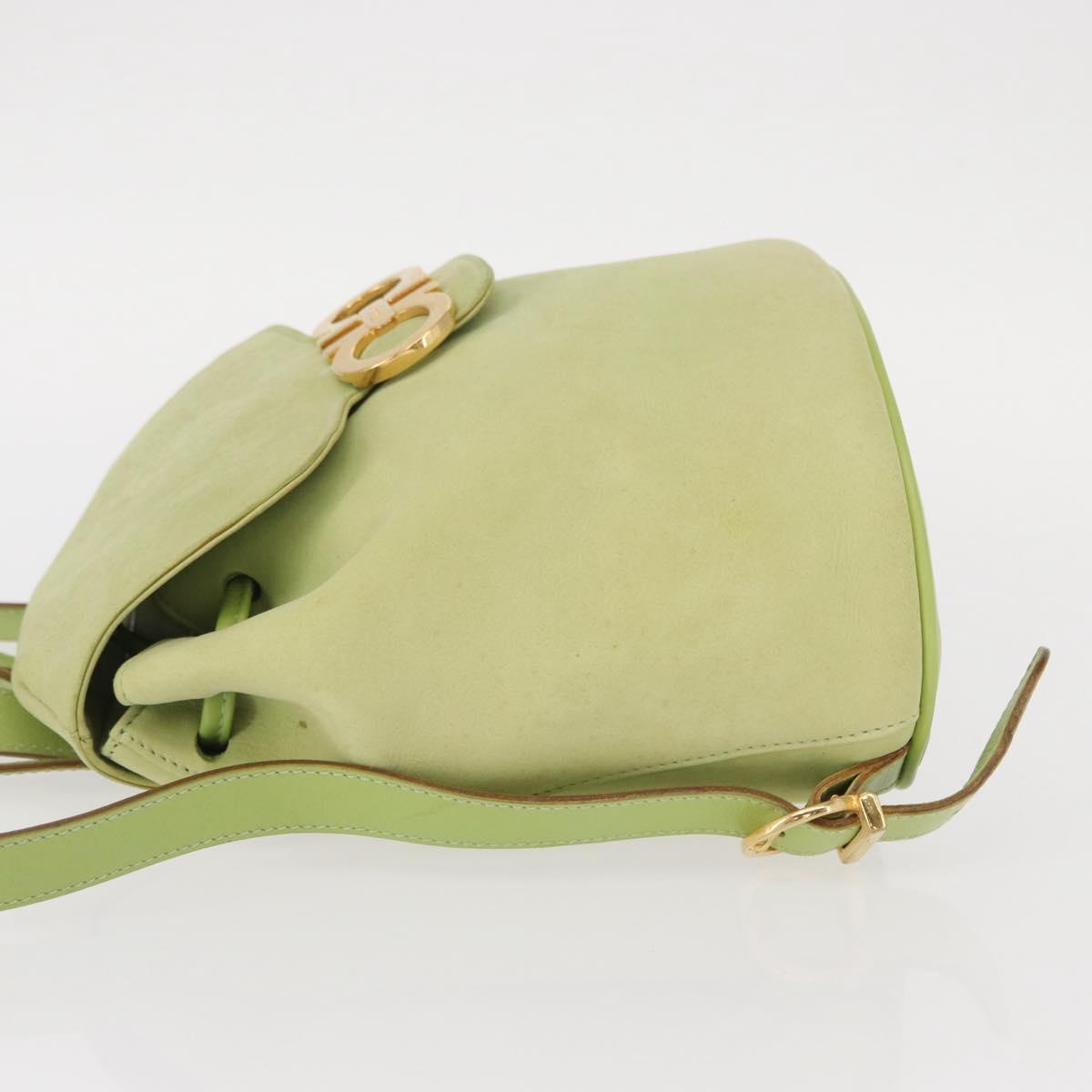 Salvatore Ferragamo Backpack Suede Gold Light green Auth 159800