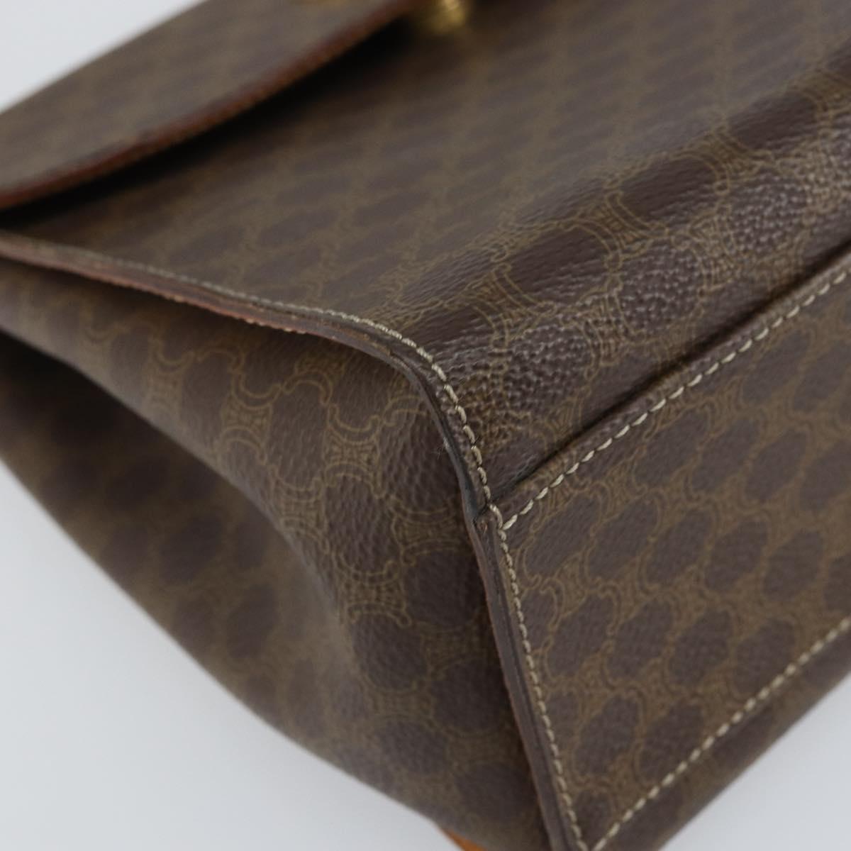 CELINE Macadam Canvas Hand Bag PVC Leather Brown Gold Auth 159824