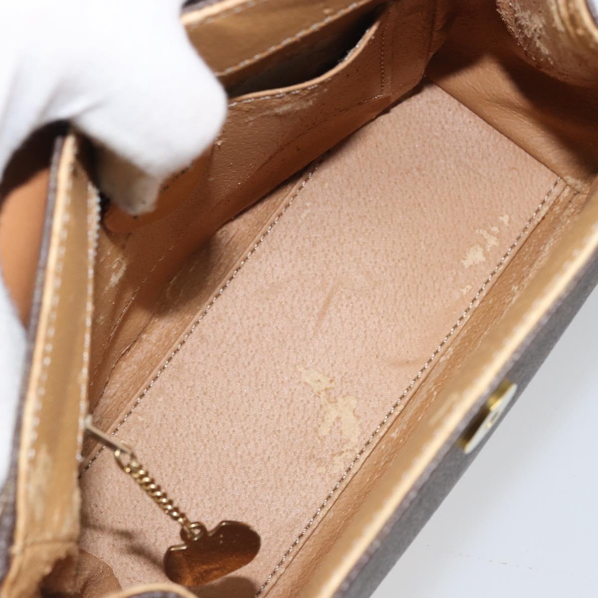CELINE Macadam Canvas Hand Bag PVC Leather Brown Gold Auth 159824