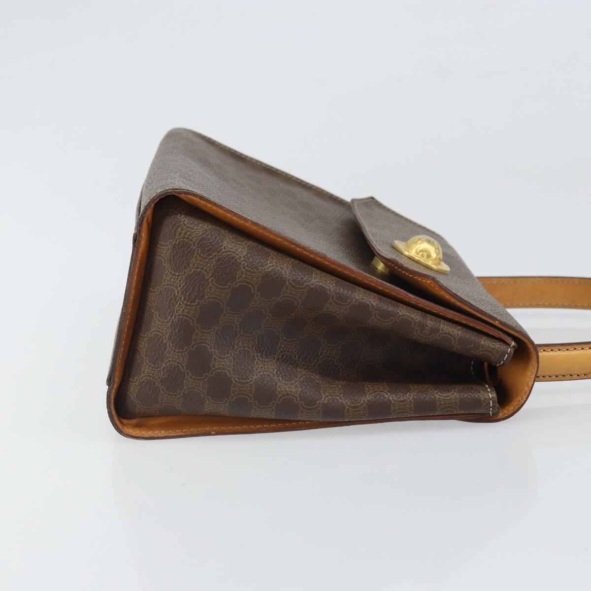 CELINE Macadam Canvas Hand Bag PVC Leather Brown Gold Auth 159824