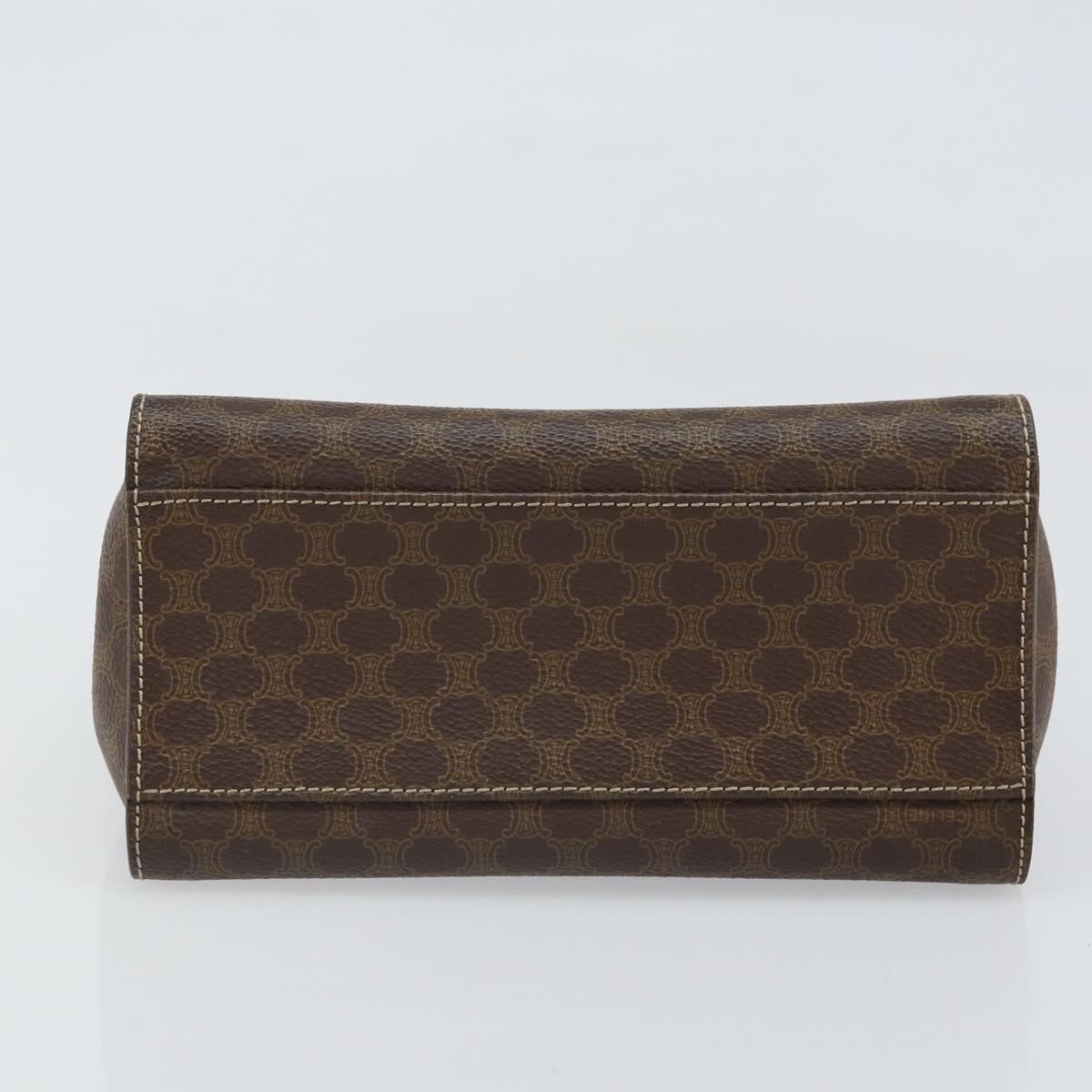 CELINE Macadam Canvas Hand Bag PVC Leather Brown Gold Auth 159824