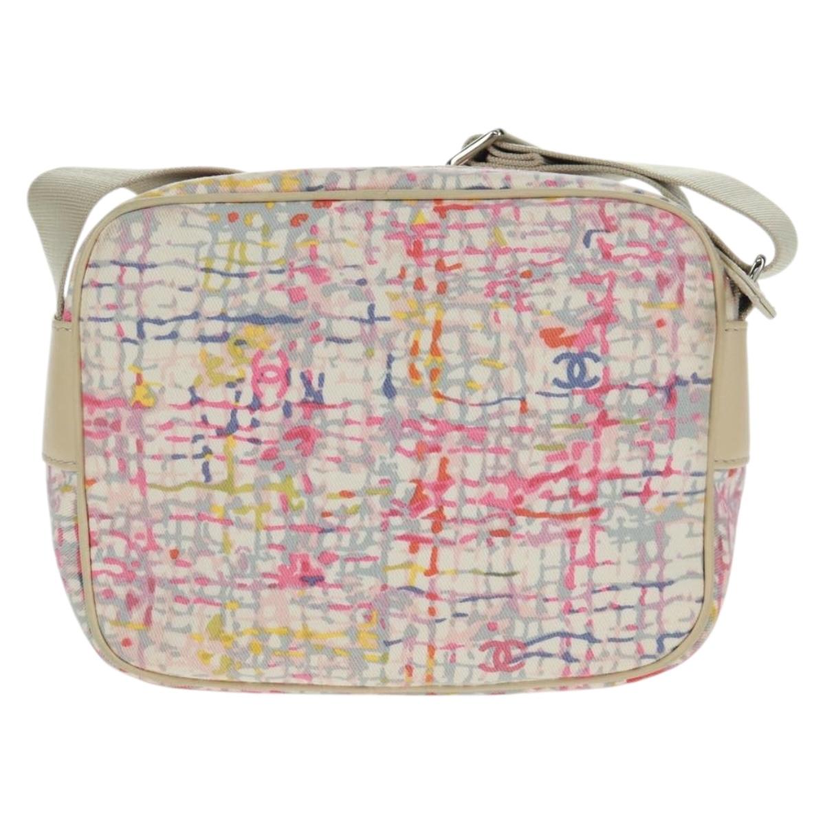 CHANEL Shoulder Bag Canvas Multicolor Silver CC Auth 159826V