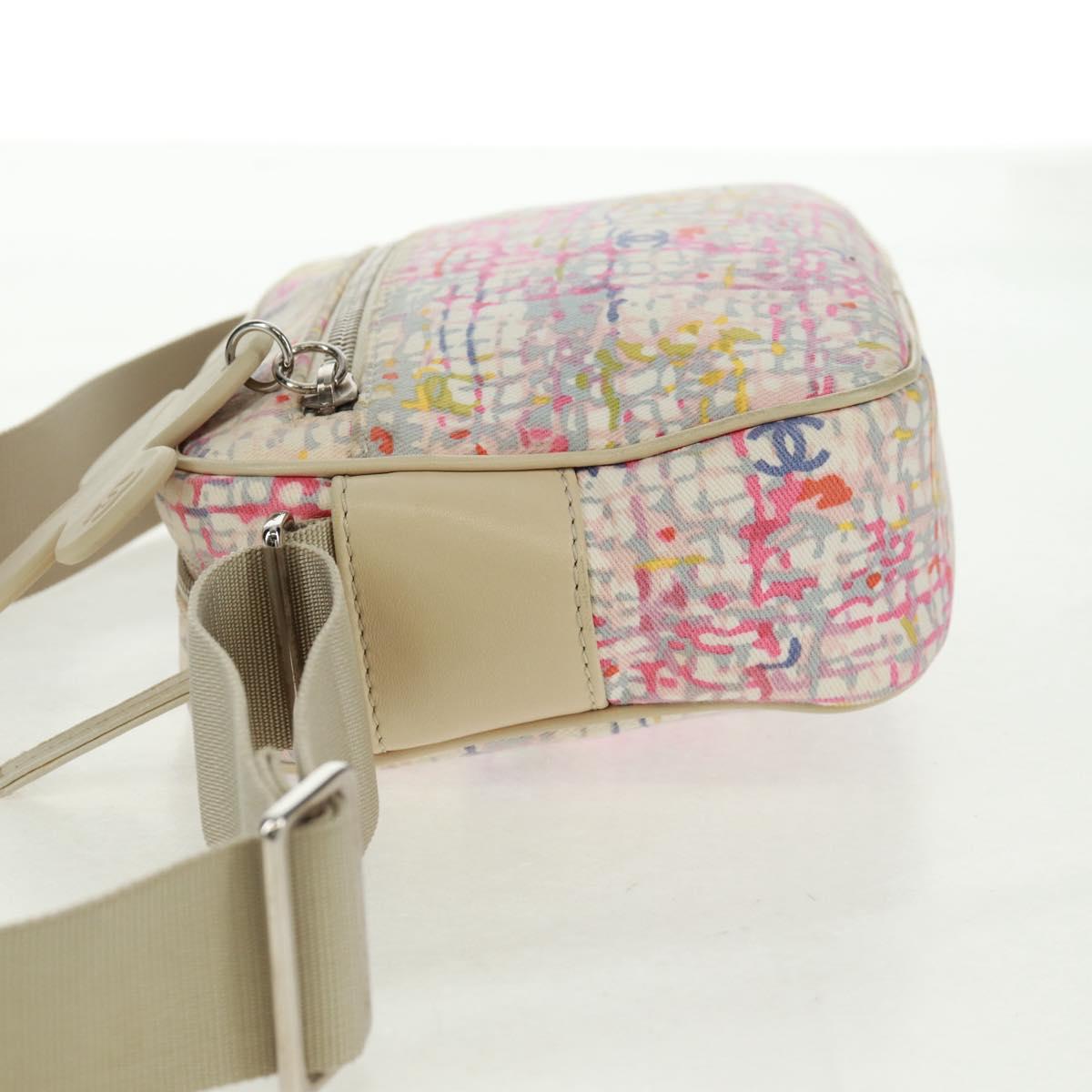 CHANEL Shoulder Bag Canvas Multicolor Silver CC Auth 159826V