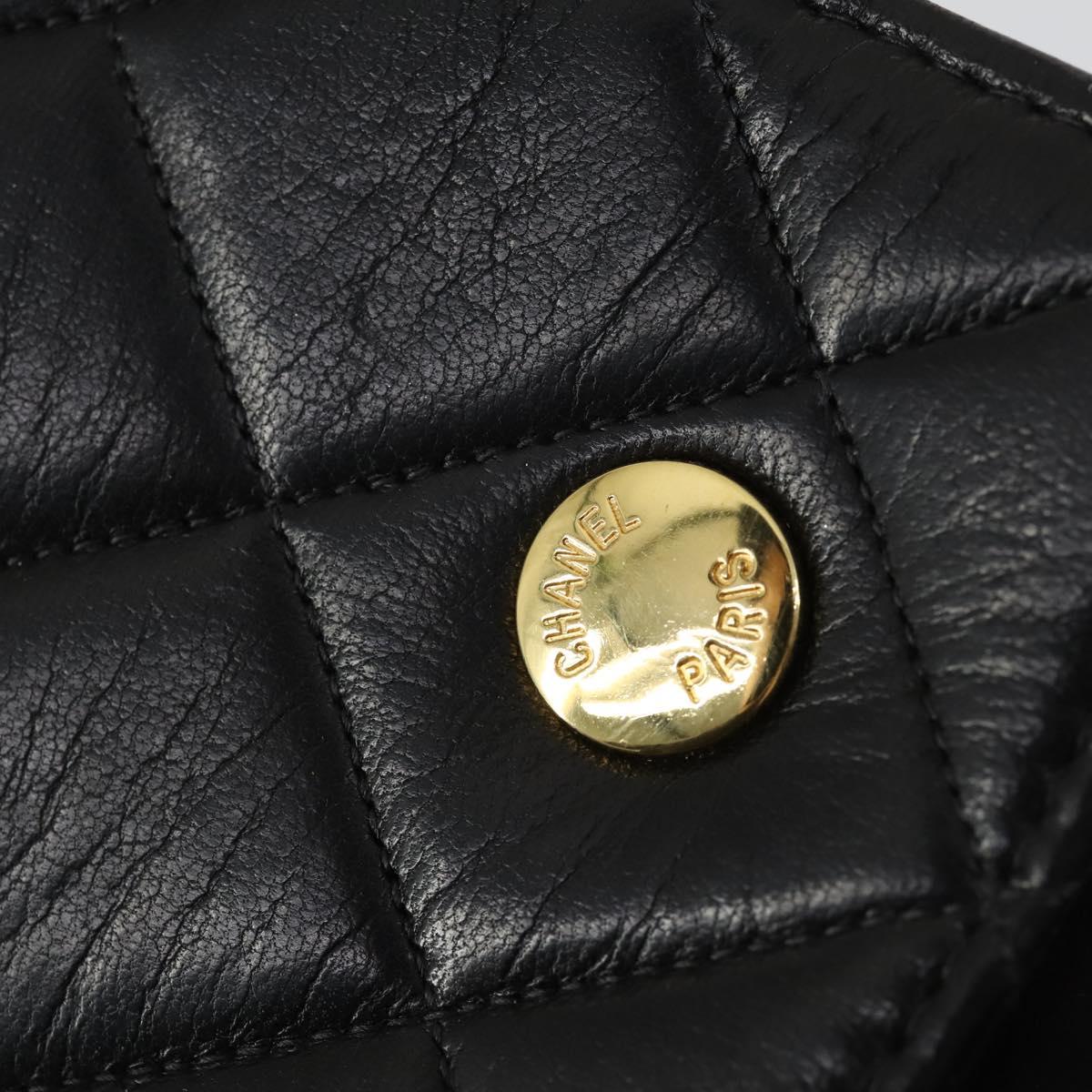 CHANEL Matelasse Chain Shoulder Bag Lamb Skin Black Gold CC Auth 159827SAV