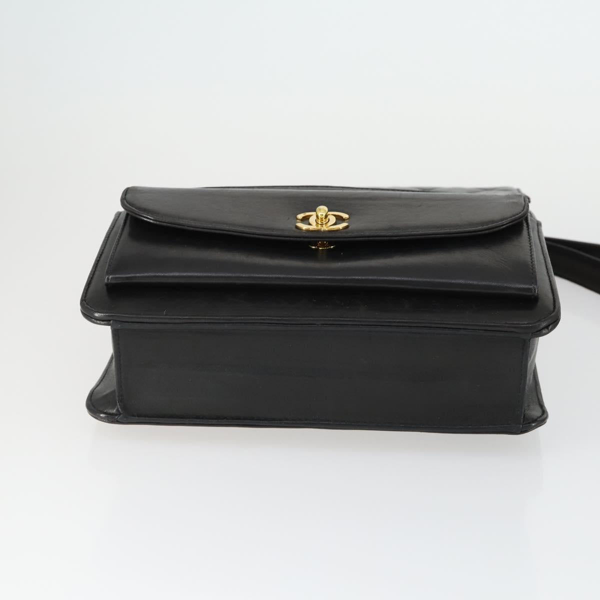 CHANEL Matelasse Chain Shoulder Bag Lamb Skin Black Gold CC Auth 159827SAV