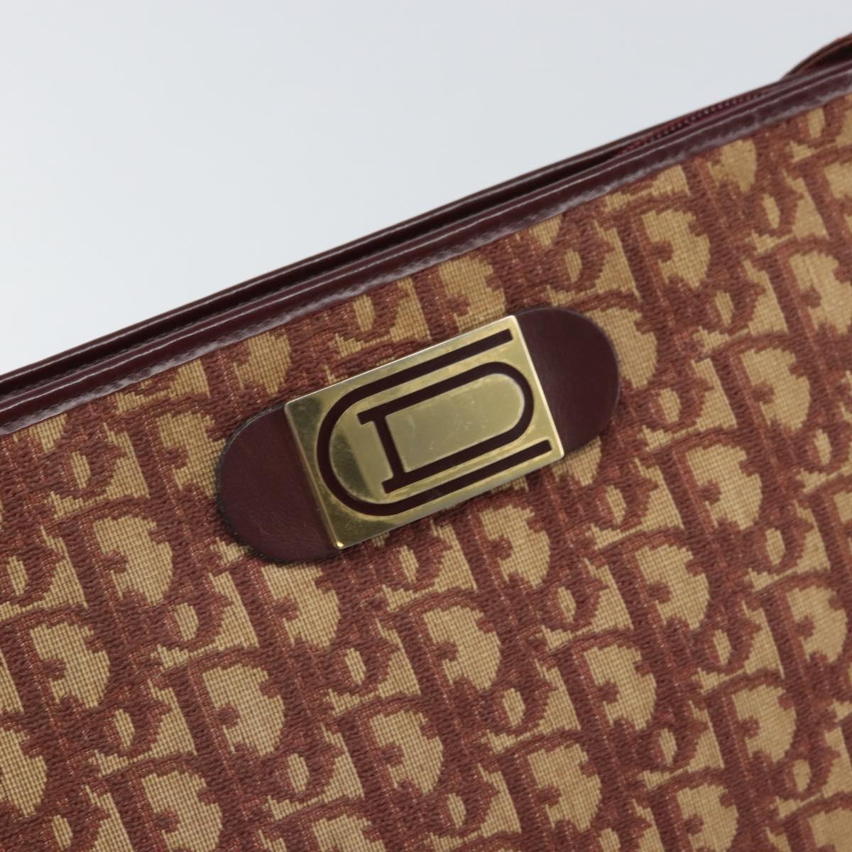 Christian Dior Trotter Canvas Shoulder Bag Red Gold Auth 159831