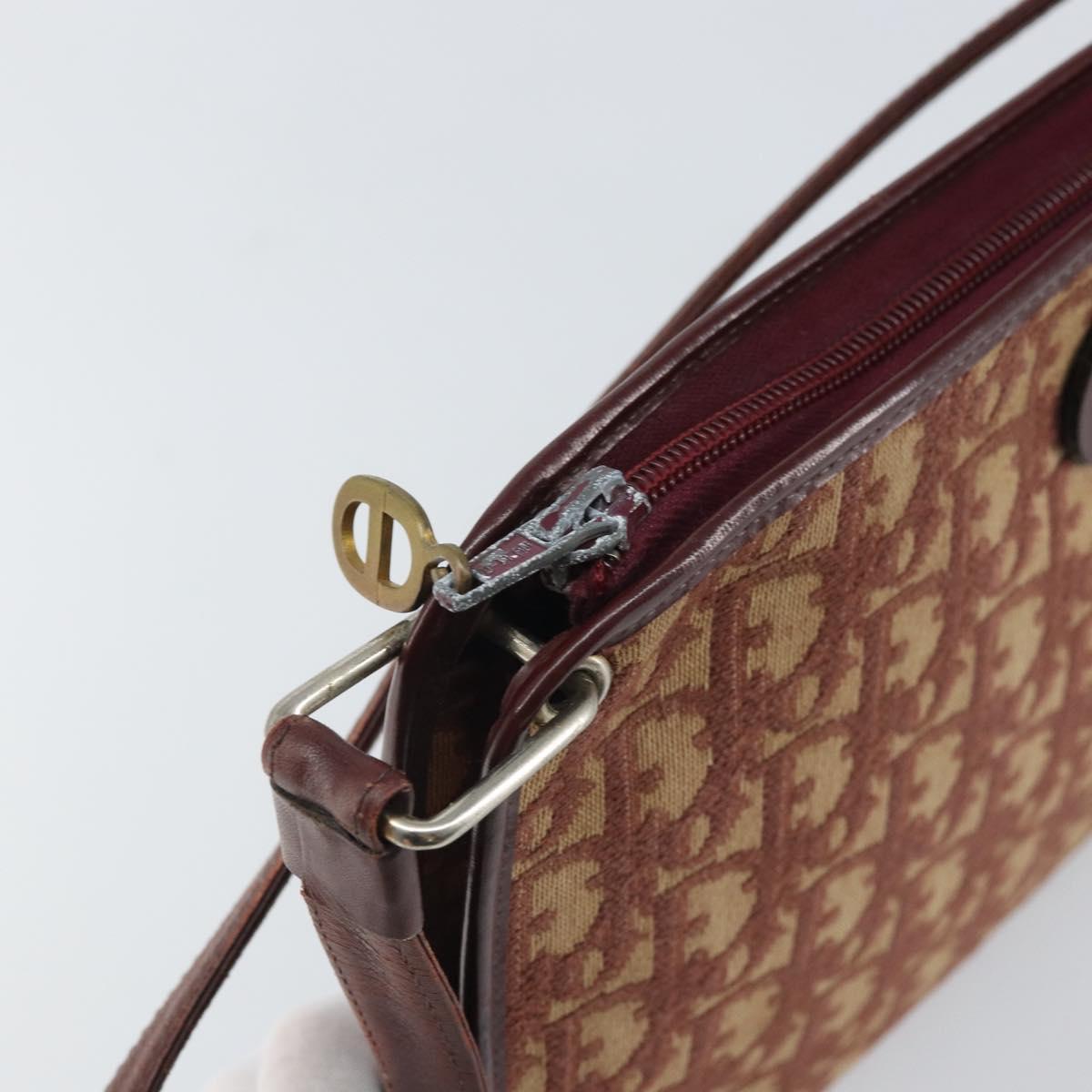 Christian Dior Trotter Canvas Shoulder Bag Red Gold Auth 159831