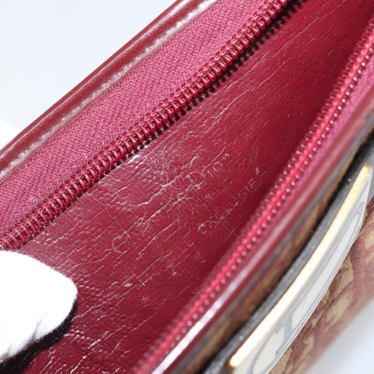 Christian Dior Trotter Canvas Shoulder Bag Red Gold Auth 159831
