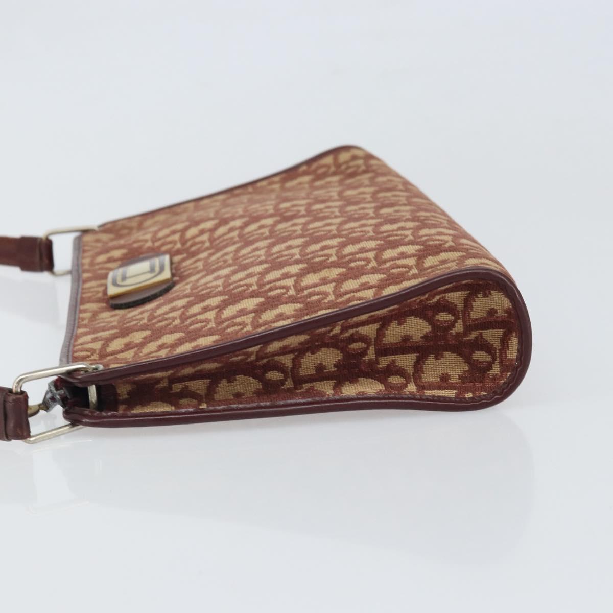 Christian Dior Trotter Canvas Shoulder Bag Red Gold Auth 159831