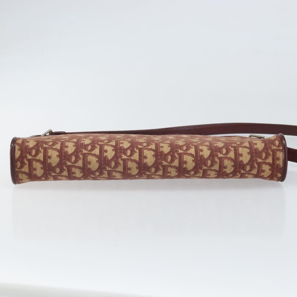 Christian Dior Trotter Canvas Shoulder Bag Red Gold Auth 159831